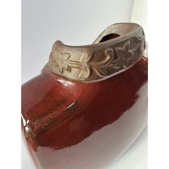 •HBH• Hawaiian Style Glossy Dark Red Shirt Jacket Rough Brown CollarCeramic VASE - Picture 6 of 15